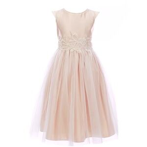 Sweet Kids-Little Girls Faux-Pearl Satin/Tulle Fit & Flare Dress. Size 3